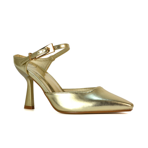 High Heels In Gold, Stiletto Heels In Gold, Court Shoes In Gold, Court Shoes For Women