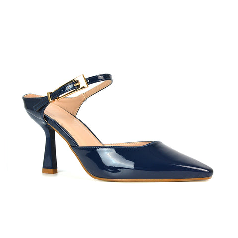 Navy Stiletto High Heels, Navy Court Shoes, Navy Court Heels, Navy Pointed Toe Heels