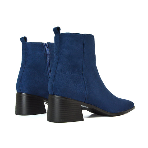 Navy Faux Suede Zip Up Boots, Navy Faux Suede Zip Up Ankle Boots, Zip Up Boots, Zip Up Ankle Boots