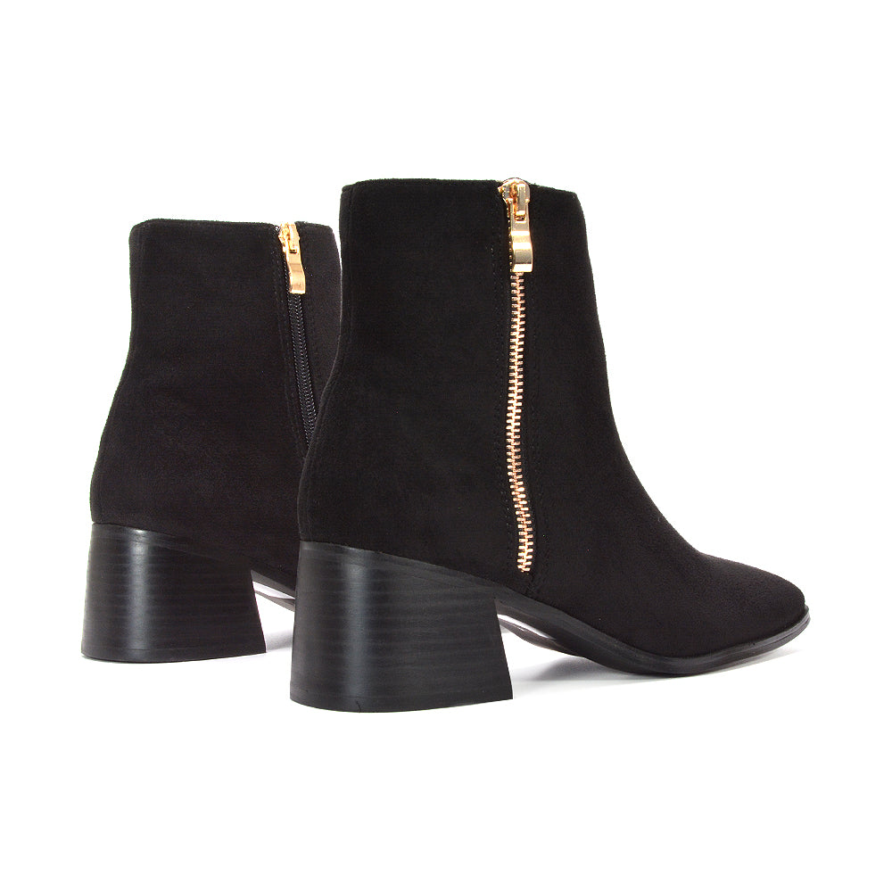 women low heel boots, women pixie boots, women dealer boots, black faux suede boots