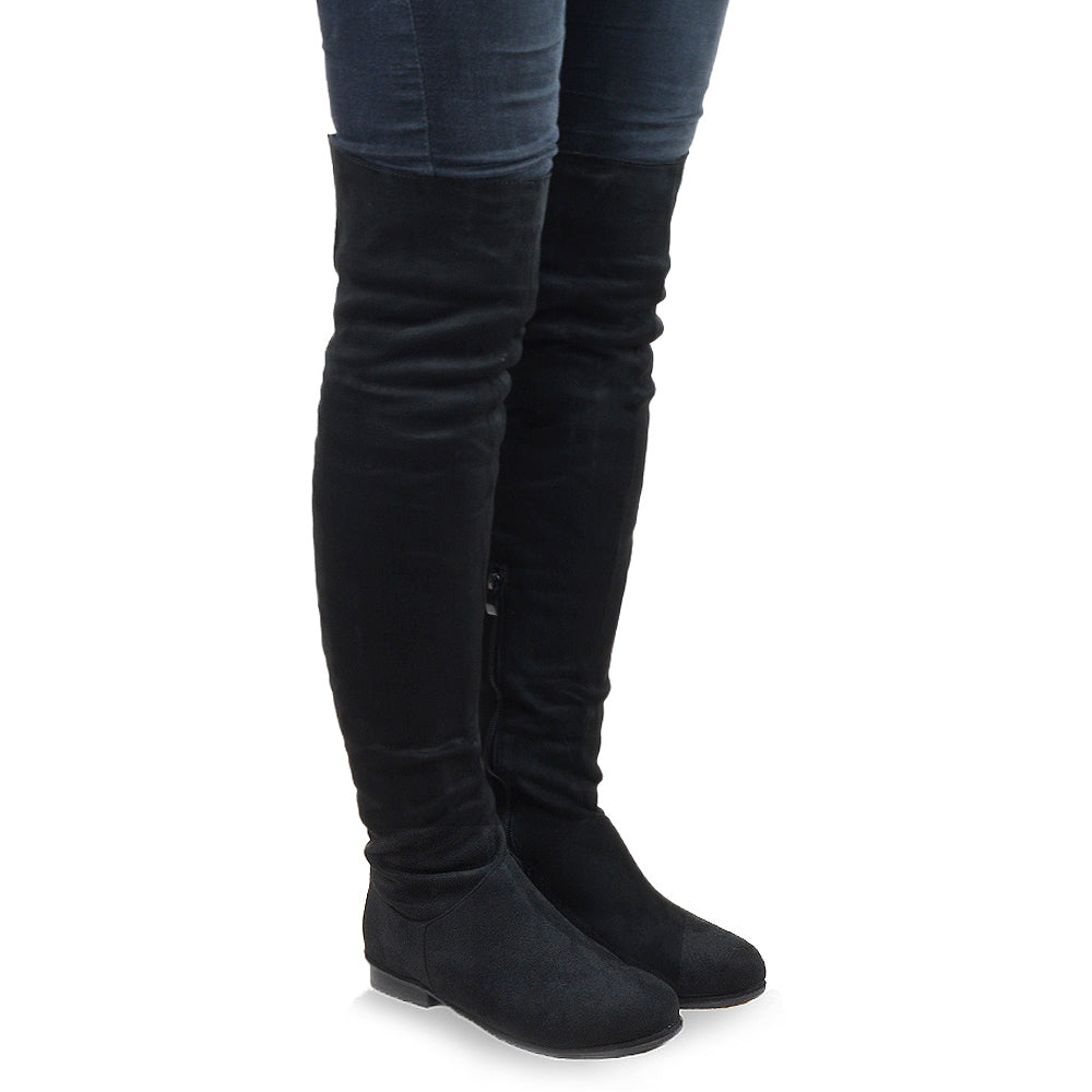 Low Heel Flat Heel Over The Knee Boots Buy Female Motorcycle Boots