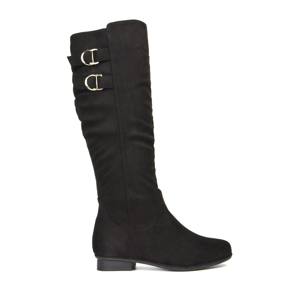 Black Faux Suede Winter Boots, Black Faux Suede Festival Boots, Winter Boots, Festival