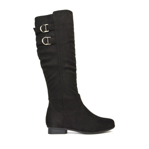 Black Faux Suede Winter Boots, Black Faux Suede Festival Boots, Winter Boots, Festival