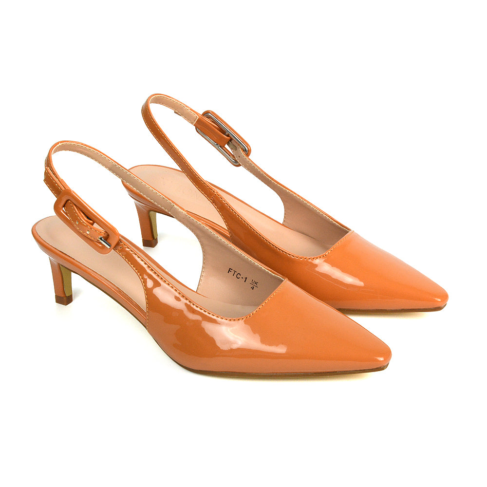 Apricot Court Heels, Apricot Slingback Heels, Apricot Pointed Toe Heels, Apricot Pointed Toe Kitten Heels