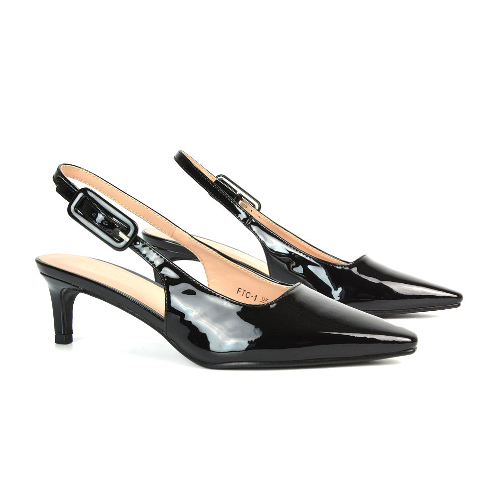 Black Court Heels, Black Slingback Heels, Black Pointed Toe Heels, Black Pointed Toe Kitten Heels