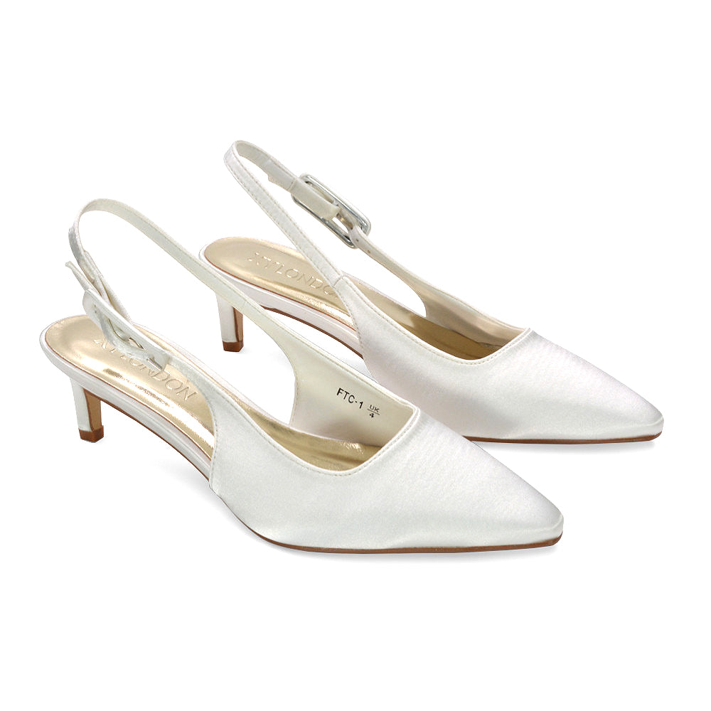 Court shoes for bride, Soft satin heels, Bridal party heels, Cushioned wedding shoes, Elegant evening shoes