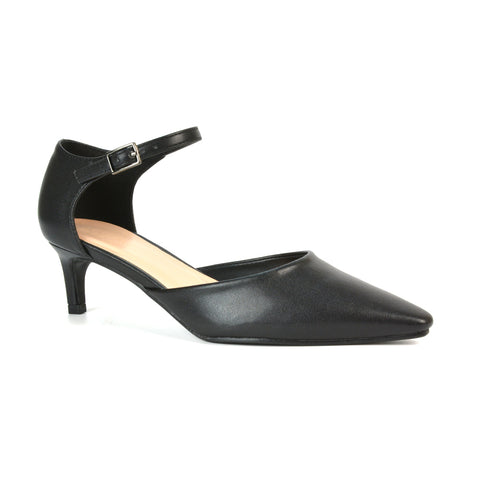 Black Kitten Heel Court Shoes, Black Kitten Heel Shoes, Pointed Kitten Heels Shoes, Kitten Heels