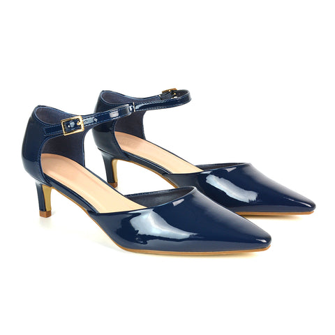 Navy Kitten Heel Court Shoes, Navy Kitten Heel Shoes, Pointed Kitten Heels Shoes, Kitten Heels
