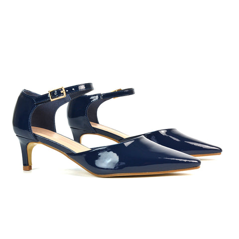 Navy Closed Toe Kitten Heels, Navy Closed Toe Heels, Women's Court Shoes, Women's Heels