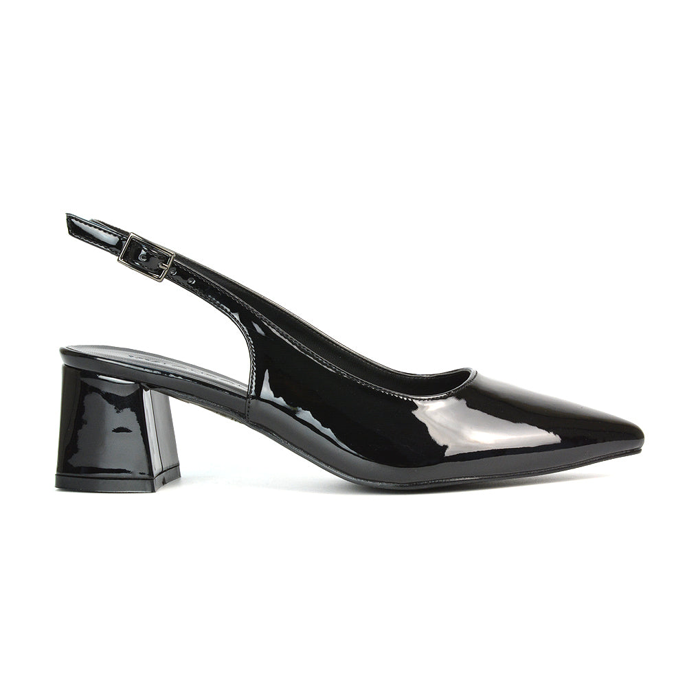 Black Patent Pointed Toe Court Shoes, Black Patent Slingback Court Shoes, Pointed Toe Court Shoes, Slingback Court Shoes