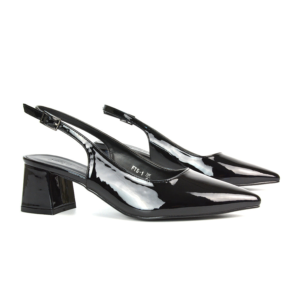 Black Patent Court Heels, Black Patent Court Shoes Low Heels, Court Heels, Court Shoes Low Heels