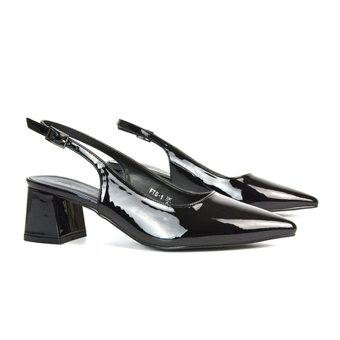 Black Patent Court Heels, Black Patent Court Shoes Low Heels, Court Heels, Court Shoes Low Heels