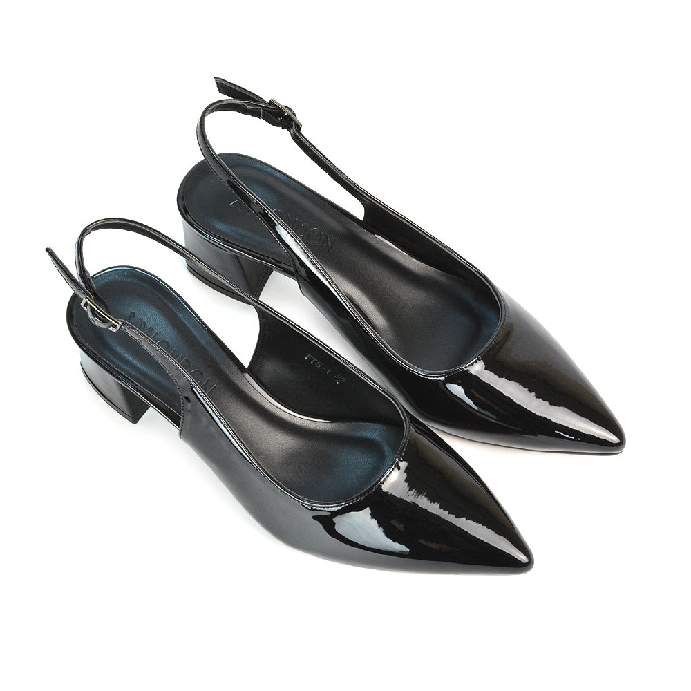 Black Patent Pointed Toe Heels, Black Patent Court Shoes, Pointed Toe Heels, Court Shoes