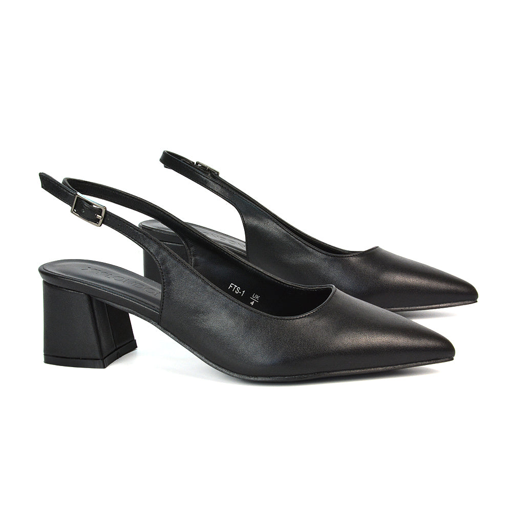 Black Faux Suede Pointed Toe Court Shoes, Black Faux Suede Slingback Court Shoes, Pointed Toe Court Shoes, Slingback Court Shoes