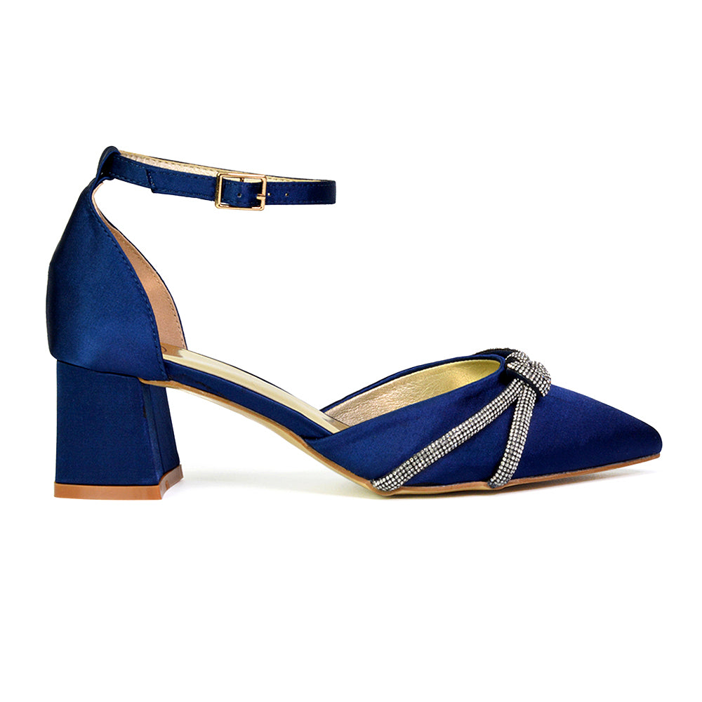 navy court shoes, court shoes, bridal block heel shoes