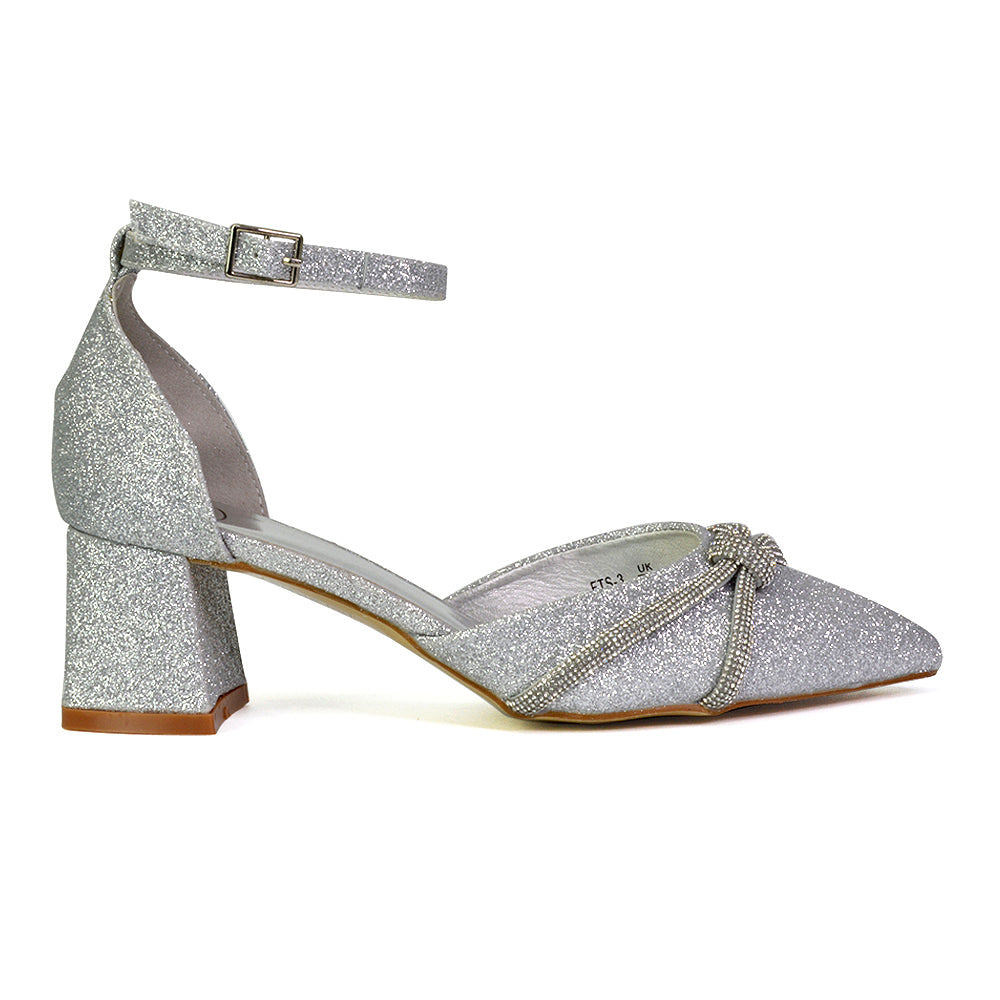 silver court shoes, court shoes, bridal block heel shoes