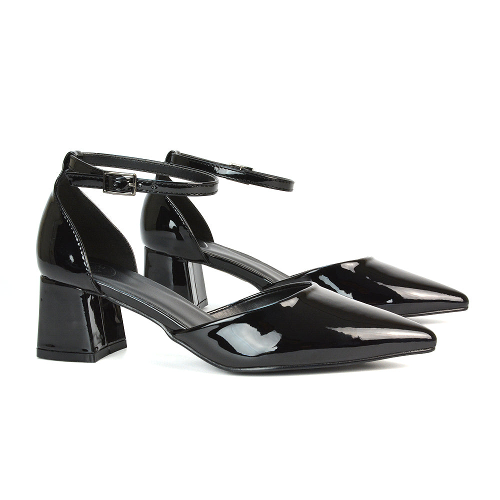 Ankle Strap Shoes Block Heel Shoes, Black Ankle Strap Shoes Block Heel Shoes, Strappy Block Heel Sandals For Women, Black Strappy Block Heel Sandals For Women