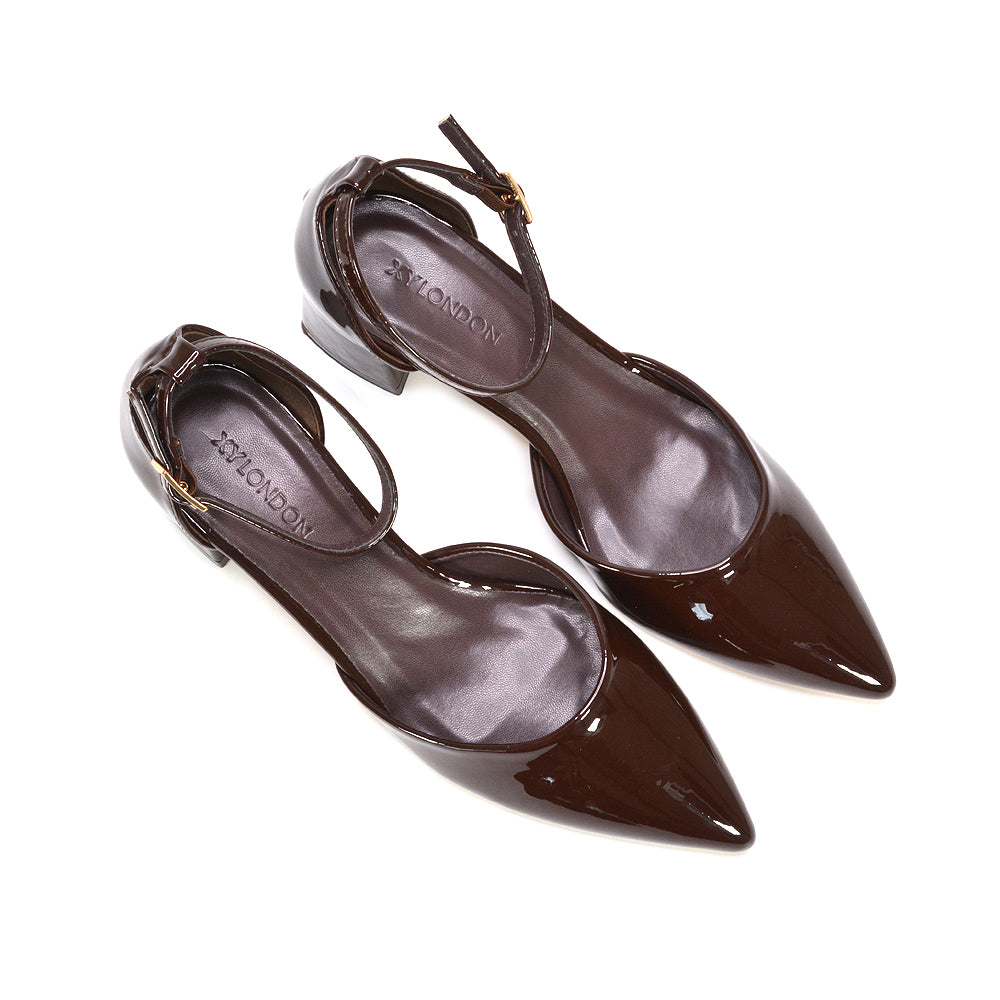 Women's brown block heels, Brown wedding guest shoes, Brown low heel pumps