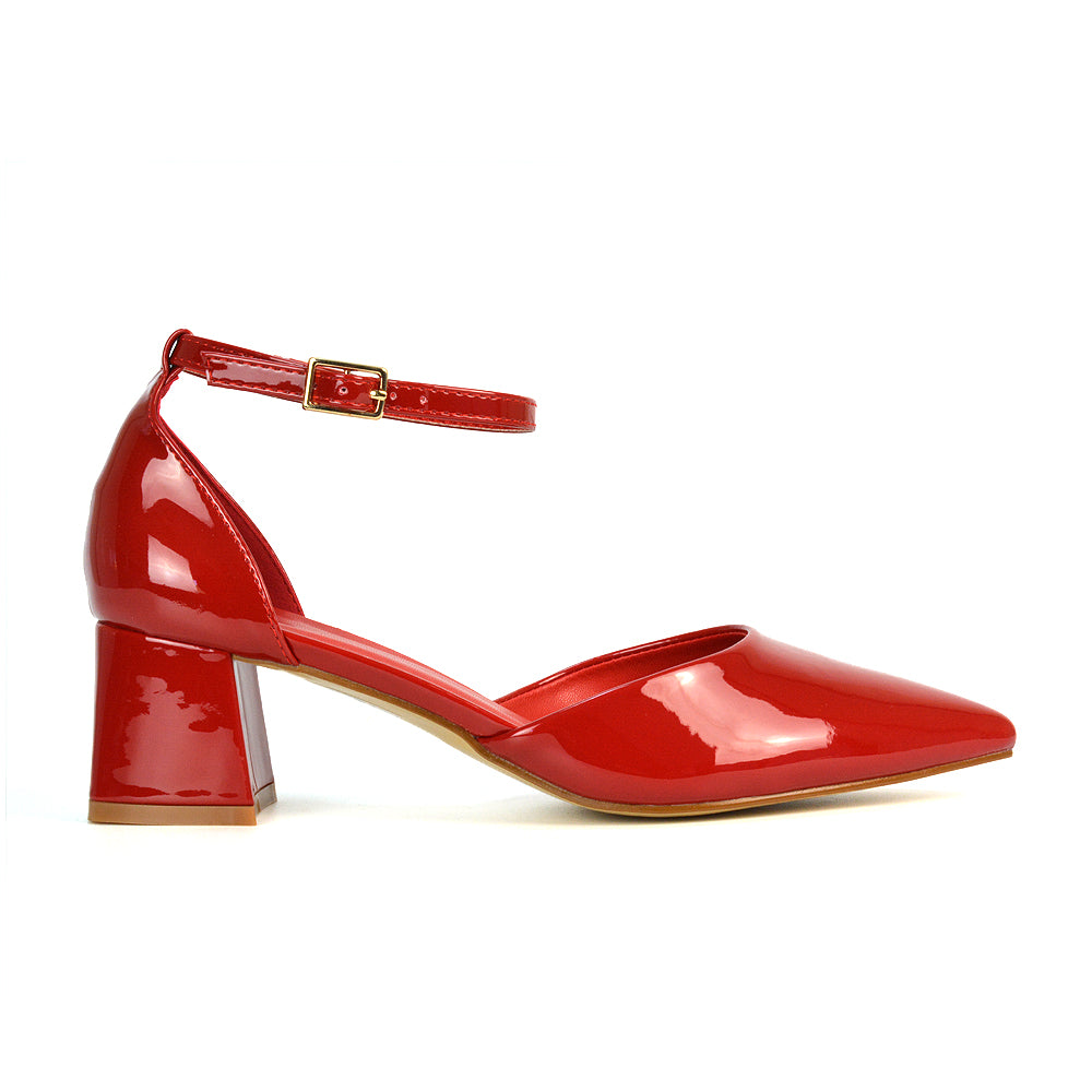 Court Shoes Low Heels, Red Court Shoes Low Heels, Red Closed Toe Block Heels, Closed Toe Block Heels