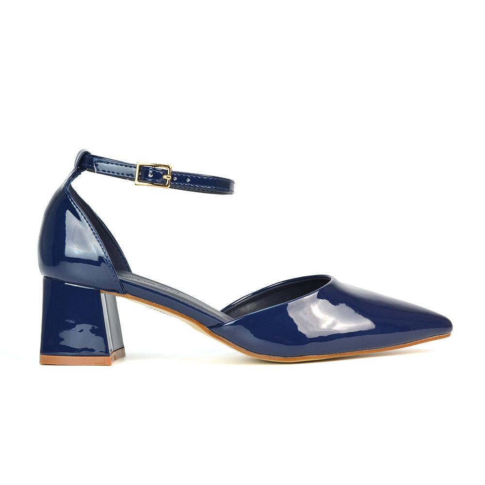 Court Shoes Low Heels, Navy Court Shoes Low Heels, Navy Closed Toe Block Heels, Closed Toe Block Heels