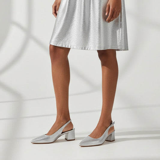 silver strappy heels