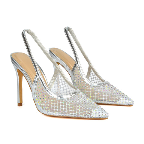 Silver Diamante Heels, Diamante Heels, Party Heels, Silver Party Heels, prom heels, prom shoes, shoes for prom