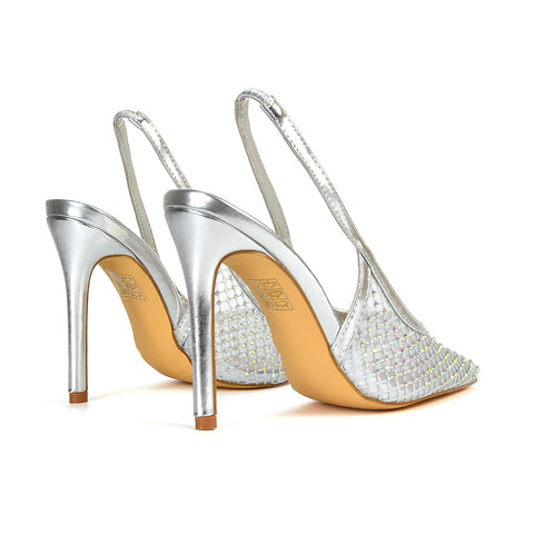 Silver Court Shoes Closed Toe, Silver Wedding Heels, Silver Wedding Shoes, Bridal heels