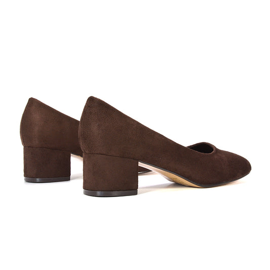 Brown round toe court shoes, Brown slip on classic court shoes for women