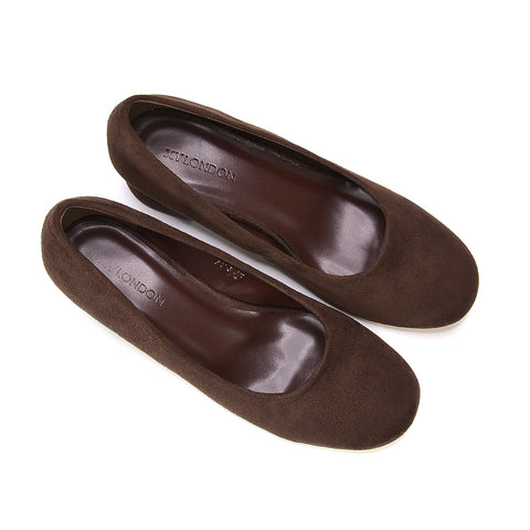 Comfortable brown low heel office shoes, Brown slip on court shoes