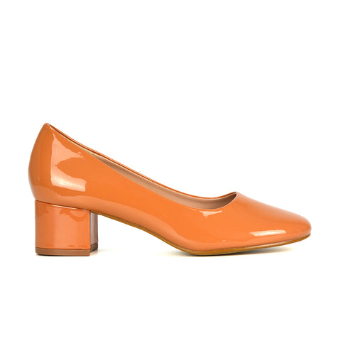 apricot block heels, apricot low block heels, block heels, low block heels