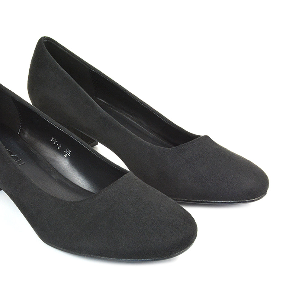black round toe court heels, black court heels low, round toe court shoes, court heels low