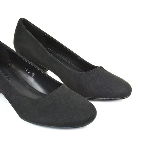 black round toe court heels, black court heels low, round toe court shoes, court heels low