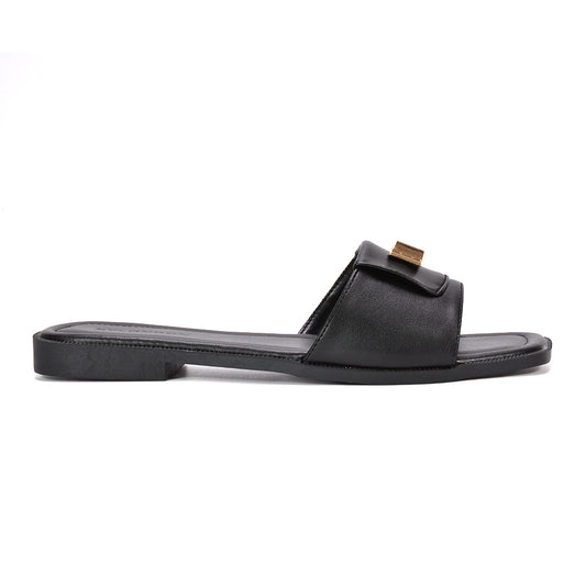 Black slip on sandals, Women's black square toe flat sandals, 