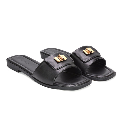 Black square toe sandals, Comfortable black flat sandals for women