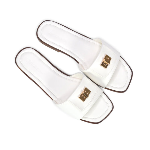 White strappy slide sandals, White vacation sandals for women