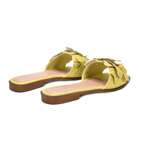 yellow picnic day sandals, pastel yellow slip on slides for cute outfits, yellow open toe sandals