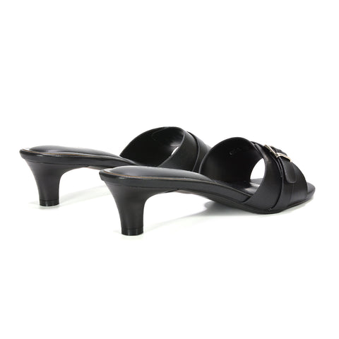 mule heels, heeled sandals, summer heels, holiday heels, heels, black summer heels, black holiday heels