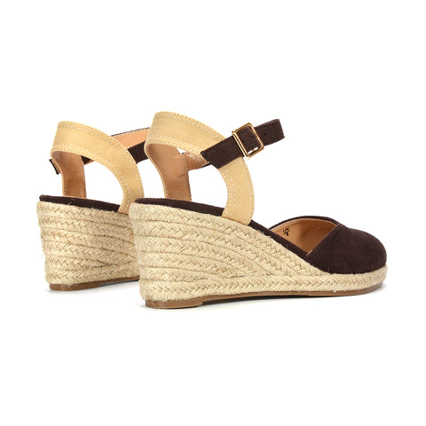ankle strap wedge sandals, comfortable summer wedge heels, cushioned insole wedges, everyday comfort heels, closed toe summer wedges, brown wedge heels