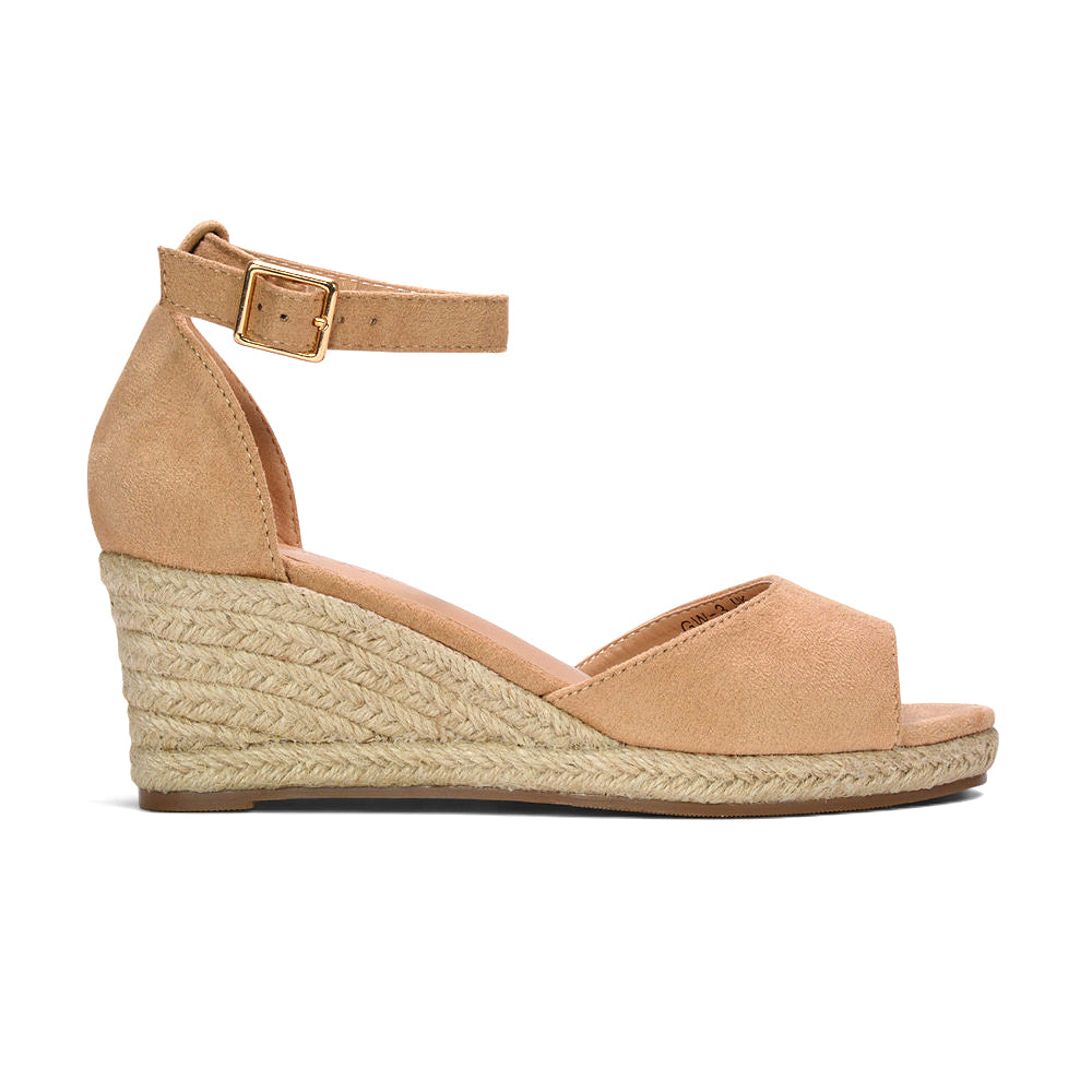 peep toe wedge heel sandals, casual espadrille wedge shoes, comfortable peep toe wedge sandals for women, beige wedge heels