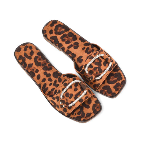 leopard sparkly sandals, leopard slip on sandals, sparkly sandals, slip on sandals