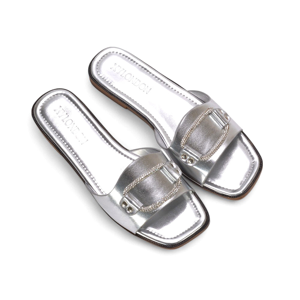 silver sparkly sandals, silver slip on sandals, sparkly sandals, slip on sandals