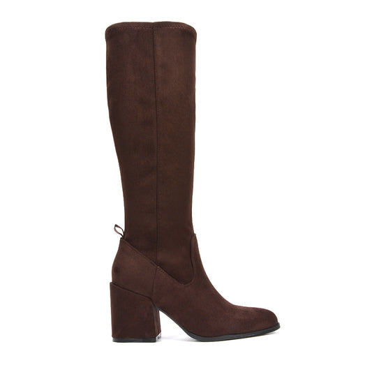 brown knee high boots, brown high heel knee high boots, Women’s knee high boots, Knee high boots, Casual knee high boots, Suede finish boots
