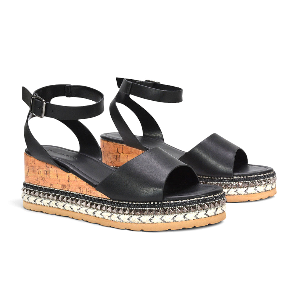Black platform wedge sandals, Black open toe platform wedge sandals for women, Affordable black wedge heel sandals