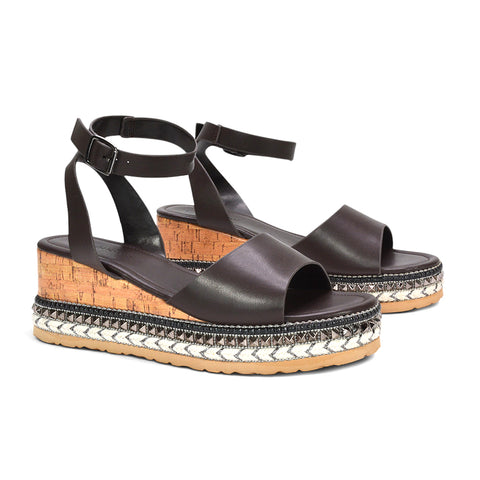 Brown platform wedge sandals, Brown open toe platform wedge sandals for women, Affordable brown wedge heel sandals