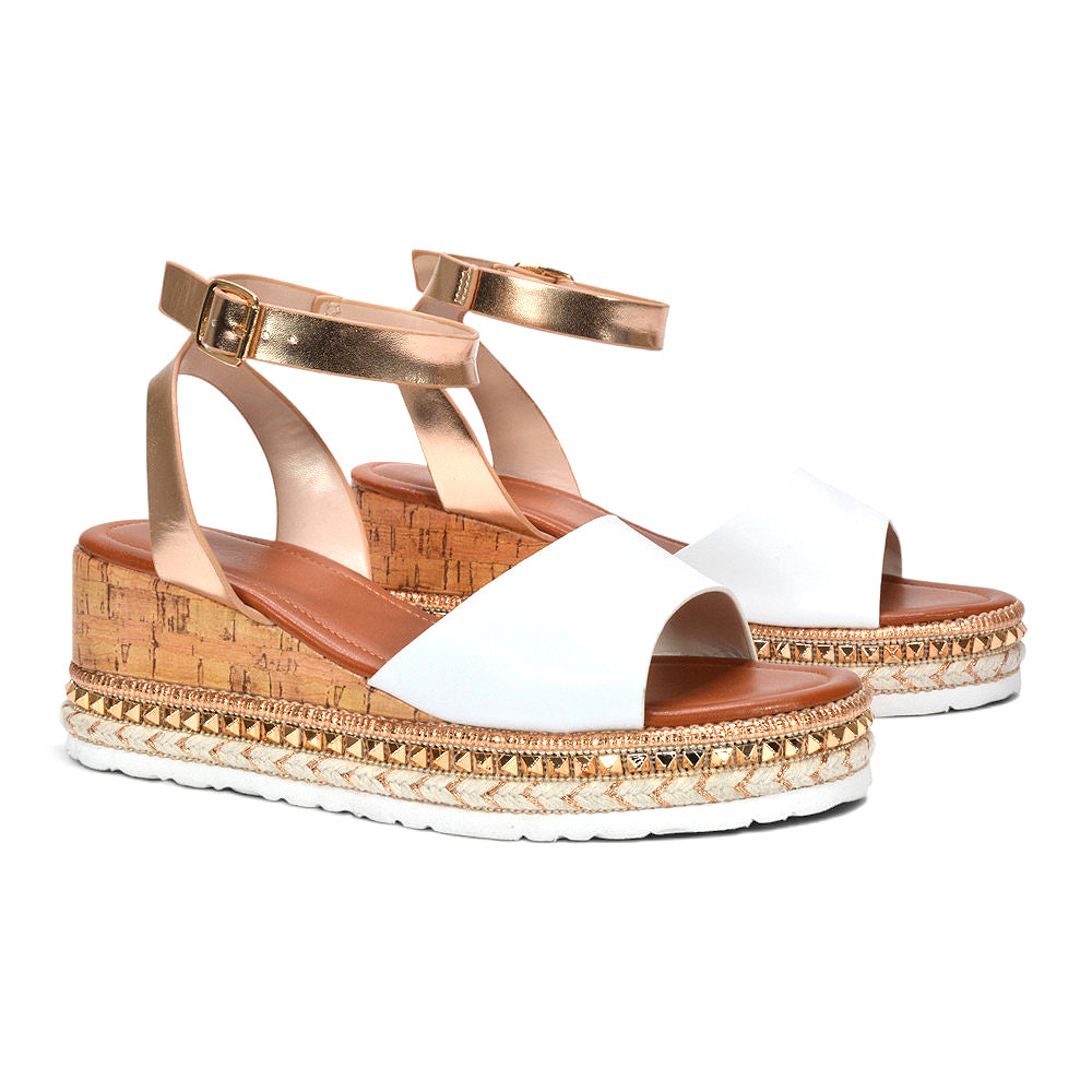 white platform wedge sandals, white open toe platform wedge sandals for women, Affordable white wedge heel sandals