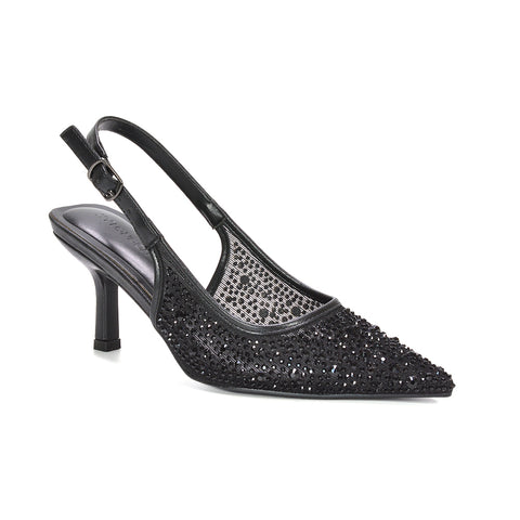 Black rhinestone wedding heels for women with sparkling embellishment