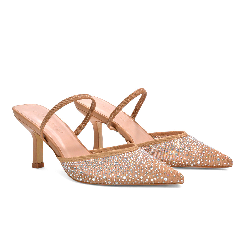 nude crystal high heels, nude cocktail party shoes, nude crystal embellished pumps, Nude rhinestone heels for special occasions, women's nude court shoes