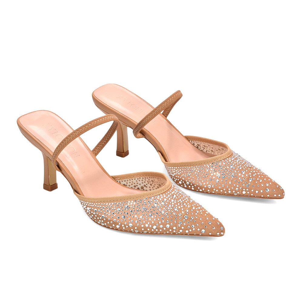 nude party heels for women, nude bridesmaid shoes, classic nude court shoes, affordable nude crystal heels