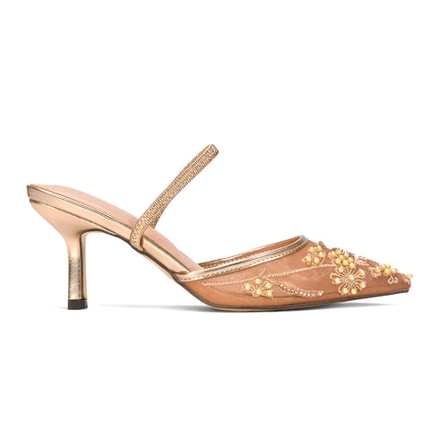 champagne embroidered heels, champagne pointed toe slingbacks, champagne heels, champagne wedding heels