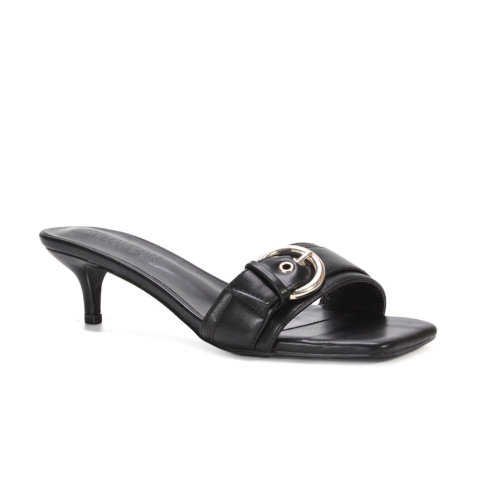 black slip on heels, black slip on kitten heels, slip on heels, slip on kitten heels